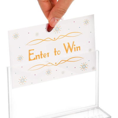 Acrylic Donation Box with Lock & Sign Holder, Large Clear Locking Suggestion Box for Fundraising Voting, Wall Mounted 4mm Thick, 30.5 x 7.6 x 25.4 cm, Clear