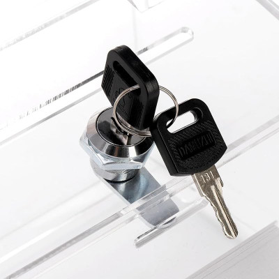 Acrylic Donation Box with Lock & Sign Holder, Large Clear Locking Suggestion Box for Fundraising Voting, Wall Mounted 4mm Thick, 30.5 x 7.6 x 25.4 cm, Clear