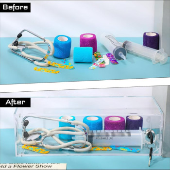 Acrylic Refrigerator Medicine Lock Box with Keys and Mounting Hardware, Wall Mount Locking Cabinet for Medicine Storage – 33 × 13 × 10.2 – Clear