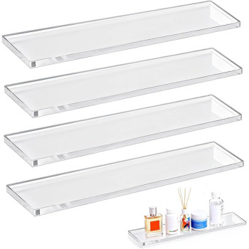 Acrylic Medicine Cabinet Shelf Replacement, Wall Mounted Shelves for Bathroom, Kitchen, Living Room – 4 PCS – 33.7 cm – Clear