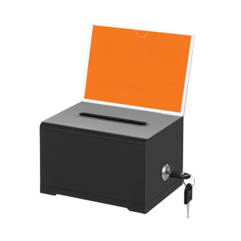 Donation Box with Lock and Key, Acrylic Suggestion Box with Slot and Sign Holder for Fundraising, Voting, Raffle, Tip Jar – Black – 1 Pack – 15.7 × 11.7 × 10.2