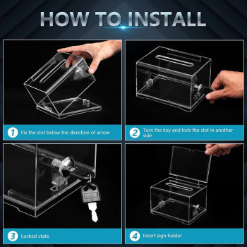 Donation Box with Lock and Key, Acrylic Suggestion Box with Slot and Sign Holder for Fundraising, Voting, Raffle, Tip Jar – Clear – 3 Pack – 15.7 × 11.7 × 10.2