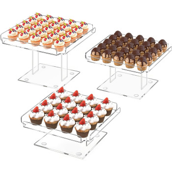3 Tiered Serving Tray Set, 30.4 cm Acrylic Dessert Table Display Set, Cupcake Stand Buffet Risers for Wedding Birthday Party (Extra Large)