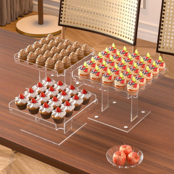 3 Tiered Serving Tray Set, 30.4 cm Acrylic Dessert Table Display Set, Cupcake Stand Buffet Risers for Wedding Birthday Party (Extra Large)