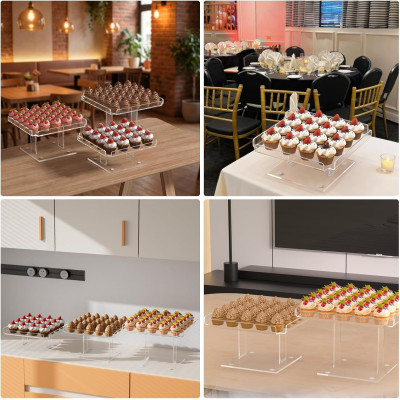 3 Tiered Serving Tray Set, 30.4 cm Acrylic Dessert Table Display Set, Cupcake Stand Buffet Risers for Wedding Birthday Party (Extra Large)