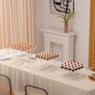 3 Tiered Serving Tray Set, 30.4 cm Acrylic Dessert Table Display Set, Cupcake Stand Buffet Risers for Wedding Birthday Party (Extra Large)