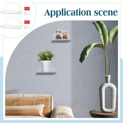 Acrylic Cloud Floating Shelves, Wall Display Shelf for Camera, Lamp, Bathroom, Kitchen and Home Decor, 4-Pack Clear, 11.4 x 6.6 cm