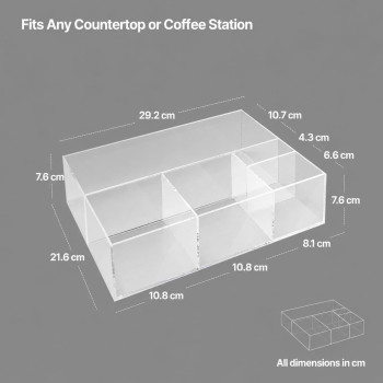 Acrylic Coffee Bar Organizer, Countertop Condiment Station for Cups, Sugar, Creamer, Syrup and Coffee Accessories, Medium
