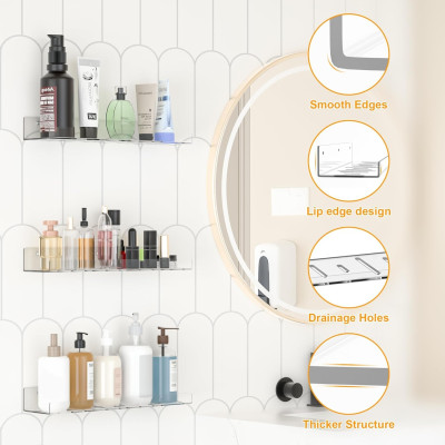 Acrylic Shelves, Wall Mounted Bookshelves for Study Room, Toys, Perfume, Cosmetics and Bathroom Storage, 2-Pack, Clear, 10.2 x 38.1 cm