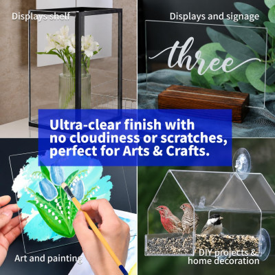 Clear PET Acrylic Sheet Set, Plastic Panels for Art Design, Craft Projects, Signs and Event Decoration Use, 2 Pack, 40.64 x 30.48 x 0.32 cm, 3 mm Thickness