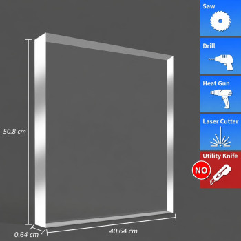 Clear PET Acrylic Sheet Set, Plastic Panels for Art Design, Craft Projects, Signs and Event Decoration Use, 2 Pack, 40.64 x 50.8 x 0.64 cm, 6 mm Thickness
