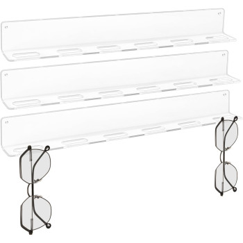 Wall Sunglass Organizer, Glasses Rack Display for Hanging Wall, Acrylic Multiple Eyeglasses Eyewear Organizer Wall 3 Pack, Clear