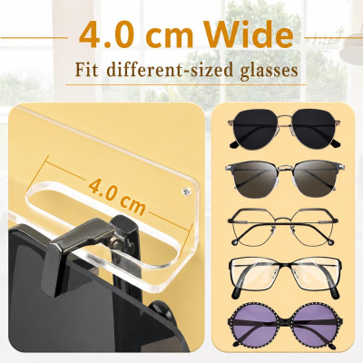 Wall Sunglass Organizer, Glasses Rack Display for Hanging Wall, Acrylic Multiple Eyeglasses Eyewear Organizer Wall 3 Pack, Clear