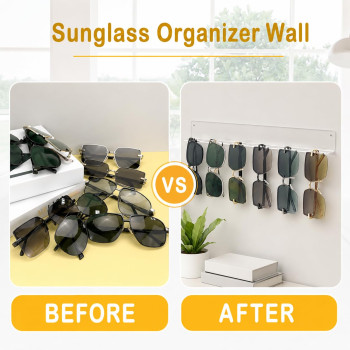 Wall Sunglass Organizer, Glasses Rack Display for Hanging Wall, Acrylic Multiple Eyeglasses Eyewear Organizer Wall 3 Pack, Clear