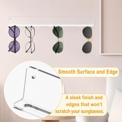Wall Sunglass Organizer, Glasses Rack Display for Hanging Wall, Acrylic Multiple Eyeglasses Eyewear Organizer Wall 3 Pack, Clear