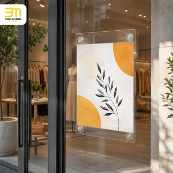 Acrylic Window Sign Holder, Clear Glass Window Wall Mount Frame with 4 Suction Cups for Store Office Restaurant Advertising Signage, 10.2 x 15.2 cm, 6 Pack