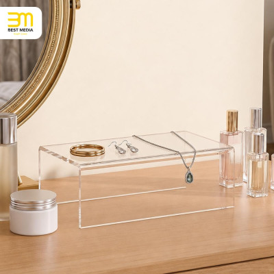 Acrylic Shelf Riser 20.3 x 11.9 x 7.6 cm pack of 2, Desktop Rectangular Acrylic Tray Pedestal Stand for collectible figures Figure, Bags, 20.3 x 11.9 x 7.6 cm