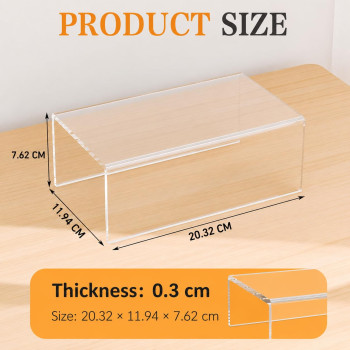 Acrylic Shelf Riser 20.3 x 11.9 x 7.6 cm pack of 2, Desktop Rectangular Acrylic Tray Pedestal Stand for collectible figures Figure, Bags, 20.3 x 11.9 x 7.6 cm