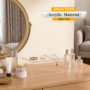 Acrylic Shelf Riser 20.3 x 11.9 x 7.6 cm pack of 2, Desktop Rectangular Acrylic Tray Pedestal Stand for collectible figures Figure, Bags, 20.3 x 11.9 x 7.6 cm
