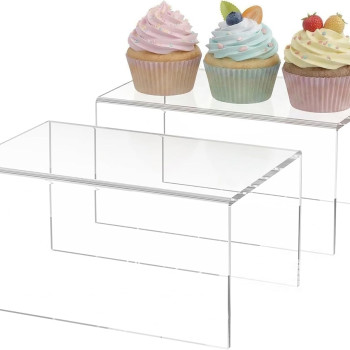 Acrylic Shelf Riser 20.3 x 13 x 10.2 cm pack of 2, Clear Acrylic Stand for collectible figures, Collectibles, Brand Store, Home Storage Organizer, 20.3 x 13 x 10.2 cm