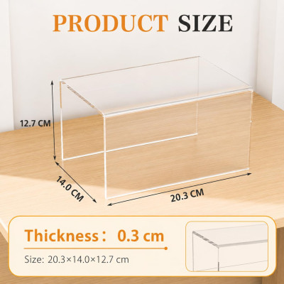 Acrylic Shelf Riser 20.3 x 14 x 12.7 cm pack of 2, Countertop Acrylic Display Storage Organizer for collectible figures Figure, Cosmetics, Bags, Shoes, Toys, Collectibles