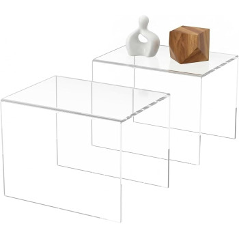 Acrylic Shelf Riser 20.3 x 15 x 15.2 cm pack of 2, Large Acrylic Risers for Desserts, Cupcake, Toys, Collectibles, Merchandises, 20.3 x 15 x 15.2 cm