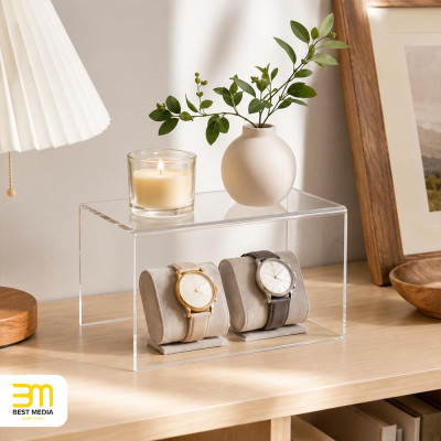 Acrylic Shelf Riser 20.3 x 15 x 15.2 cm pack of 2, Large Acrylic Risers for Desserts, Cupcake, Toys, Collectibles, Merchandises, 20.3 x 15 x 15.2 cm