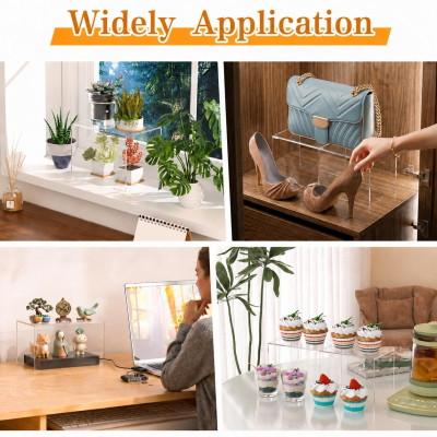 Acrylic Shelf Riser 20.3 x 15 x 15.2 cm pack of 2, Large Acrylic Risers for Desserts, Cupcake, Toys, Collectibles, Merchandises, 20.3 x 15 x 15.2 cm