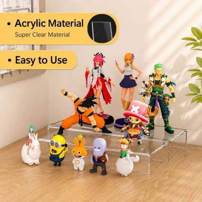 Acrylic Shelf Riser 30.5 x 10.9 x 5.1 cm pack of 2, Clear Display Shelf 30.5 cm for Shoes, Glasses, Plants, Home Decors, Perfume, 30.5 x 10.9 x 5.1 cm
