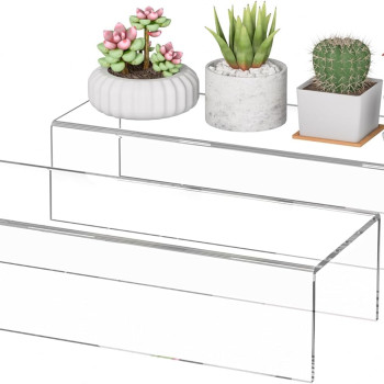 Acrylic Shelf Riser 30.5 x 11.9 x 7.6 cm pack of 2, Desktop Rectangular Acrylic Tray Pedestal Stand for collectible figures Figure, Bags, 30.5 x 11.9 x 7.6 cm