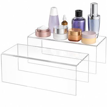 Acrylic Shelf Riser 30.5 x 13 x 10.2 cm pack of 2, Clear Acrylic Stand for collectible figures, Collectibles, Brand Store, Home Storage Organizer, 30.5 x 13 x 10.2 cm