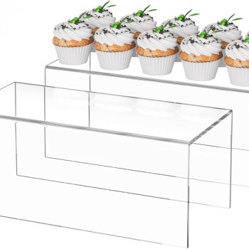 Acrylic Shelf Riser 30.5 x 14 x 12.7 cm pack of 2, Countertop Acrylic Display Storage Organizer for collectible figures Figure, Cosmetics, Bags, Shoes, Toys, Collectibles