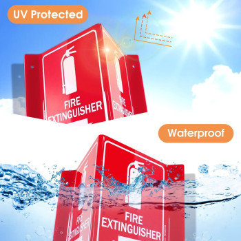 Fire Extinguisher Sign, Fire Extinguisher with Down Arrow, 3 Pack 15.2 x 20.3 cm V, Shaped Acrylic Plastic, 4 Pre, Drilled Holes, Includes Matching Screws, Use for Home Office, Business