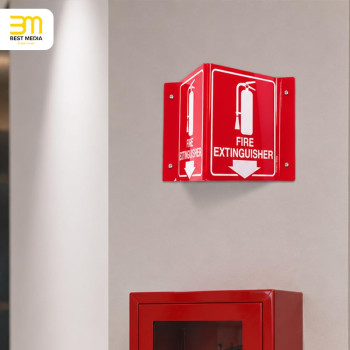 Fire Extinguisher Sign, 20.3 x 15.2 cm Fire Extinguisher Projecting Sign with Down Arrow, Two, Sided Acrylic V, Signs, Including Screws, Home Office Business Use, 4 Pack