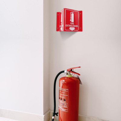 Fire Extinguisher Sign, 20.3 x 15.2 cm Fire Extinguisher Projecting Sign with Down Arrow, Two, Sided Acrylic V, Signs, Including Screws, Home Office Business Use, 4 Pack