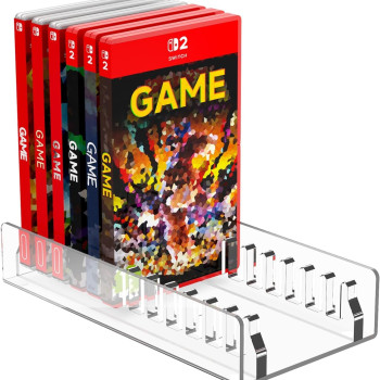 Acrylic Game Storage Organizer Stand Compatible with game card Game Card Case, game card Game Display Holder Fits up to 12 Games Box, Clear