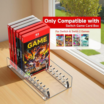 Acrylic Game Storage Organizer Stand Compatible with game card Game Card Case, game card Game Display Holder Fits up to 12 Games Box, Clear