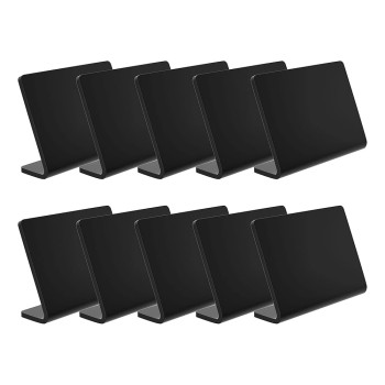 10 Pack Acrylic Mini Chalkboard Signs for Food, Black Tabletop Message Boards for Buffet, Weddings, Birthday Parties