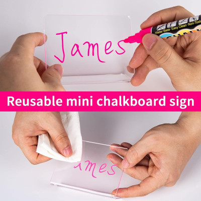 20 Pack Acrylic Mini Chalkboard Signs for Food, Clear Mini Tabletop Chalkboards, Small Buffet Chalkboards for Bakery, Birthday Parties, Message Boards, Weddings and Retail