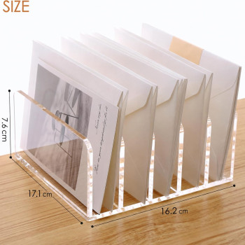 Acrylic Desk Organizer, 5 Compartments Mail Organizer, Small File Holders Letter Organizer, Clear Office Organization, Multifunction Sorter Envelope Rack for Office, Home, School