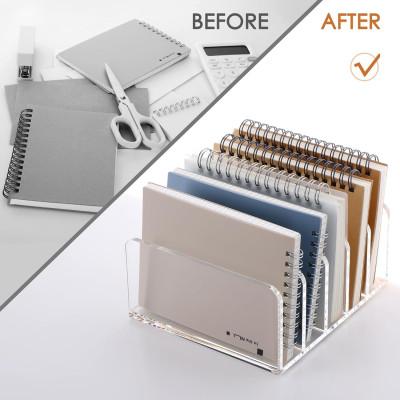 Acrylic Desk Organizer, 5 Compartments Mail Organizer, Small File Holders Letter Organizer, Clear Office Organization, Multifunction Sorter Envelope Rack for Office, Home, School