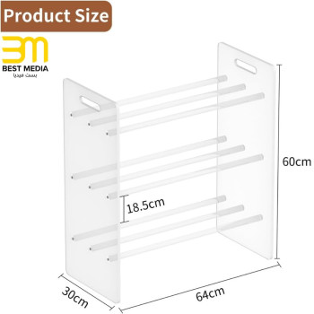 3-Tier Acrylic Shoe Rack - Freestanding Minimalist Shoe Organizer, 64W x 30D x 60H cm, Clear, Sturdy Shelf for Entryway, Closet, Living Room, Modern Home Decor