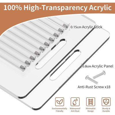 3-Tier Acrylic Shoe Rack - Freestanding Minimalist Shoe Organizer, 64W x 30D x 60H cm, Clear, Sturdy Shelf for Entryway, Closet, Living Room, Modern Home Decor
