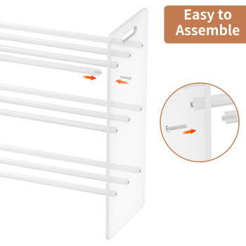 3-Tier Acrylic Shoe Rack - Freestanding Minimalist Shoe Organizer, 64W x 30D x 60H cm, Clear, Sturdy Shelf for Entryway, Closet, Living Room, Modern Home Decor