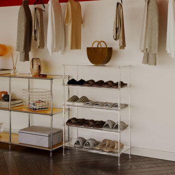 5-Tier Clear Acrylic Shoe Rack, Modern Freestanding Sneaker Storage Shelf for Entryway Closet, Durable Minimalist Heels Display Organizer for Home, 65L x 30W x 92.5H cm