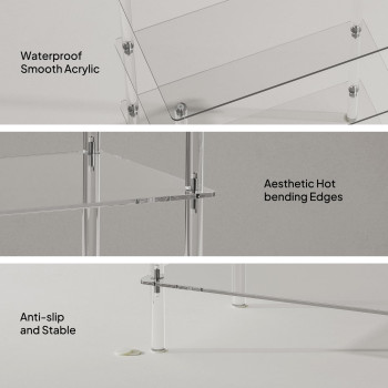 4-Tier Acrylic Shoe Rack, 46L x 30W x 72.4H cm, Clear, Narrow Space-Saving Organizer, Modern Minimalist Vertical Storage Shelf for Front Door, Entryway, and Closet