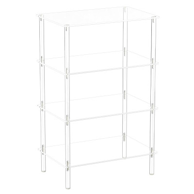 4-Tier Acrylic Shoe Rack, 46L x 30W x 72.4H cm, Clear, Narrow Space-Saving Organizer, Modern Minimalist Vertical Storage Shelf for Front Door, Entryway, and Closet