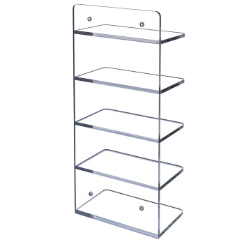 5-Tier Acrylic Sunglasses Holder Rack, Wall Mount or Tabletop Eyewear Display Stand, Retail Glasses Storage Organizer for Home & Store, Set of 2, Clear, 10D x 18W x 40H cm
