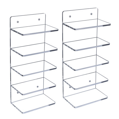 5-Tier Acrylic Sunglasses Holder Rack, Wall Mount or Tabletop Eyewear Display Stand, Retail Glasses Storage Organizer for Home & Store, Set of 2, Clear, 10D x 18W x 40H cm