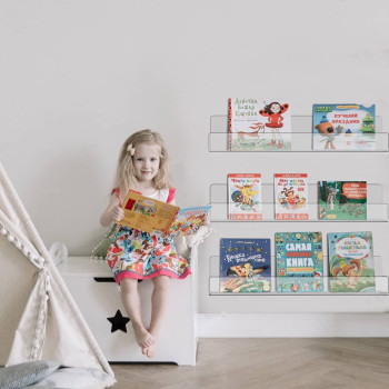 3-Piece Clear Acrylic Floating Wall Shelves Set, 38 x 10.9 x 5.8 cm, Mountable Display Shelf for Bathroom, Kitchen, Toy Storage, Book Organizer, and Living Room